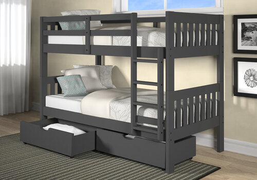 Twin Twin Mission Bunk with Under Bed Drawers
