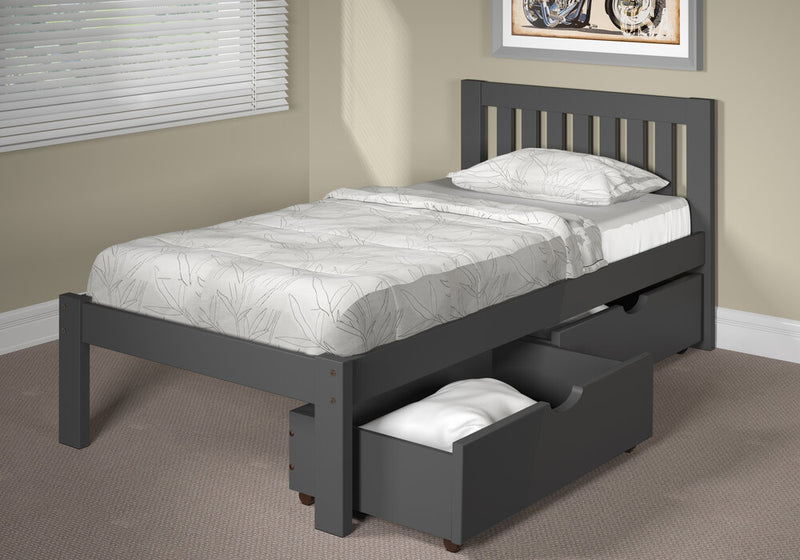 Mission Style Twin Bed with 2 Under Bed Drawers
